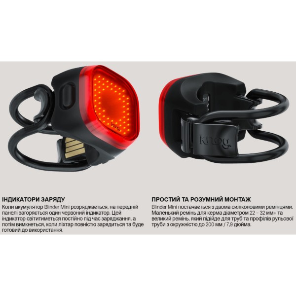 Фото - Ліхтар велосипедний Knog Blinder Mini Cross Rear 30 Lumens Black (12986)